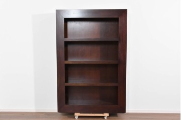 中古　美品　高級輸入家具　マホガニー材　厚みのあるフレームが印象的なモダンデザインのシェルフ　(R-085485)