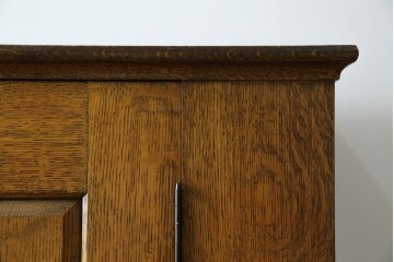 イギリスヴィンテージ　ソリッドオーク材　シンプルで使いやすい上質な作りの縦型キャビネット　(R-085488)