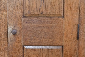 イギリスヴィンテージ　ソリッドオーク材　シンプルで使いやすい上質な作りの縦型キャビネット　(R-085488)