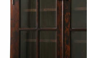 中古　美品　和光　北斗民芸　深みのある木の色合いにガラス扉が美しく映えるブックケース　(R-085490)