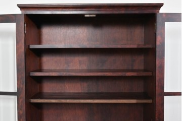 中古　美品　和光　北斗民芸　深みのある木の色合いにガラス扉が美しく映えるブックケース　(R-085490)