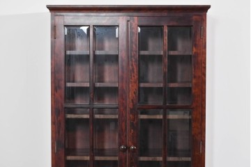 中古　美品　和光　北斗民芸　深みのある木の色合いにガラス扉が美しく映えるブックケース　(R-085490)