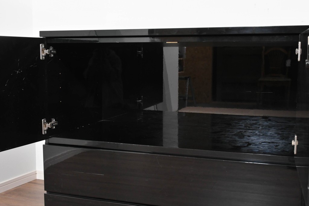 中古　美品!!　特注品　特大!和モダンの重厚な佇まいが魅力のサイドボード　製作費約90万円　(R-085492)