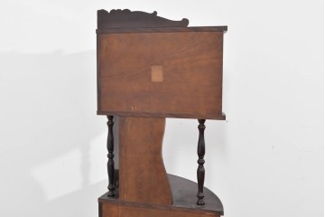 和製ヴィンテージ　ローズウッド材　力強い木目が映える曲げガラスを用いたコーナーキャビネット　(R-085493)