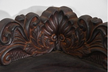 和製ヴィンテージ　ローズウッド材　力強い木目が映える曲げガラスを用いたコーナーキャビネット　(R-085493)