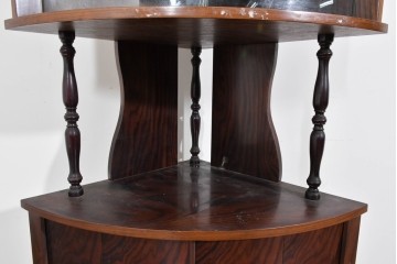 和製ヴィンテージ　ローズウッド材　力強い木目が映える曲げガラスを用いたコーナーキャビネット　(R-085493)