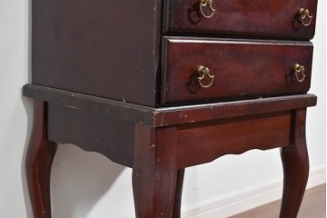 アメリカヴィンテージ　クラシカルな猫脚が素敵なジュエリー収納付き4段チェスト　(R-085503)