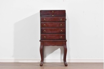 アメリカヴィンテージ　クラシカルな猫脚が素敵なジュエリー収納付き4段チェスト　(R-085503)