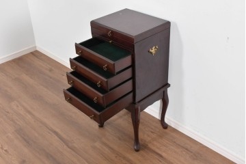アメリカヴィンテージ　クラシカルな猫脚が素敵なジュエリー収納付き4段チェスト　(R-085503)