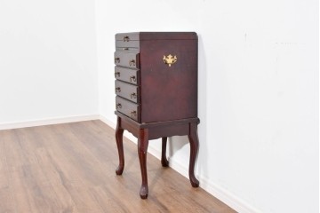 アメリカヴィンテージ　クラシカルな猫脚が素敵なジュエリー収納付き4段チェスト　(R-085503)