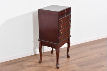 アメリカヴィンテージ　クラシカルな猫脚が素敵なジュエリー収納付き4段チェスト　(R-085503)