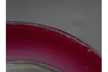 アンティーク　大正～昭和初期の当時物　鮮やかな赤縁が目を引く氷コップ2点セット　(R-085516)