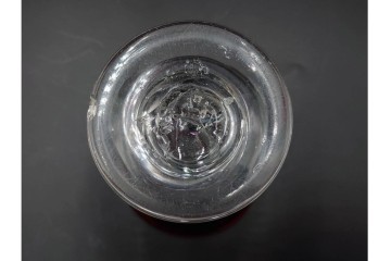 アンティーク　大正～昭和初期の当時物　鮮やかな赤縁が目を引く氷コップ2点セット　(R-085516)