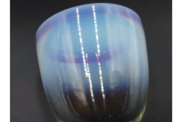 アンティーク　大正～昭和初期の当時物　鮮やかな赤縁が目を引く氷コップ2点セット　(R-085516)