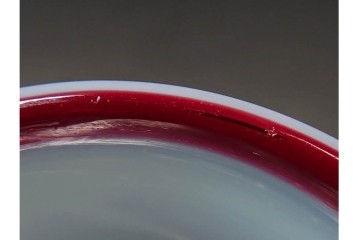 アンティーク　大正～昭和初期の当時物　鮮やかな赤縁が目を引く氷コップ2点セット　(R-085516)