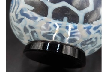 アンティーク　大正～昭和初期の当時物　碗型　乳白の幾何文が映えるエナメル小鉢　(R-085522)