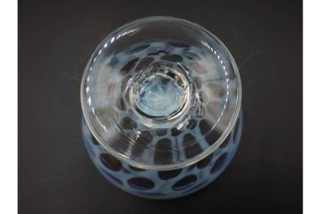 アンティーク　大正～昭和初期の当時物　碗型　乳白水玉に赤縁が可愛らしい氷コップ2客セット　(R-085525)