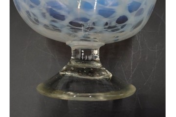 アンティーク　大正～昭和初期の当時物　碗型　乳白水玉に赤縁が可愛らしい氷コップ2客セット　(R-085525)