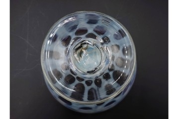 アンティーク　大正～昭和初期の当時物　碗型　乳白水玉に赤縁が可愛らしい氷コップ2客セット　(R-085525)