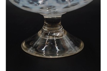 アンティーク　大正～昭和初期の当時物　碗型　乳白水玉に赤縁が映える氷コップ3客セット　(R-085528)