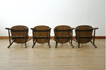 中古　飛騨産業　キツツキ　穂高シリーズ　クラシカルなウィンザーチェア4脚セット　現行定価(4脚合計)約26万円　(R-085530)