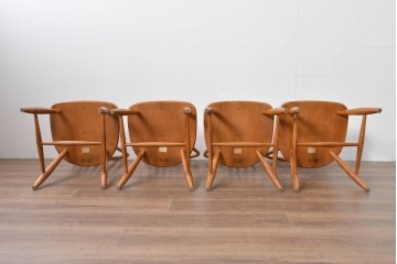 中古　柏木工(KASHIWA)　緩やかな曲線が美しいダイニングチェア4脚セット　(R-085531)