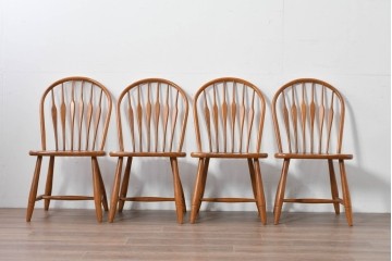 中古　柏木工(KASHIWA)　緩やかな曲線が美しいダイニングチェア4脚セット　(R-085531)