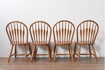 中古　柏木工(KASHIWA)　緩やかな曲線が美しいダイニングチェア4脚セット　(R-085531)