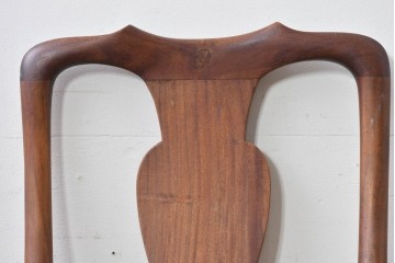 ヴィンテージ　チーク無垢材　花瓶型の優雅な曲線を描くクイーンアンチェア2脚セット　(R-085534)