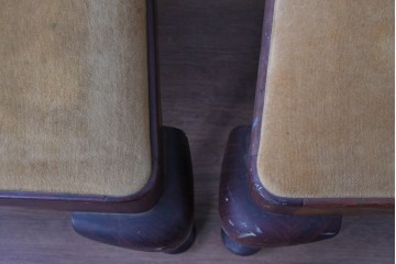 ヴィンテージ　チーク無垢材　花瓶型の優雅な曲線を描くクイーンアンチェア2脚セット　(R-085534)