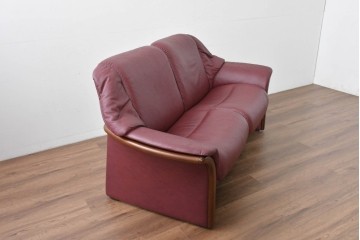 中古　美品　ノルウェー　EKORNES(エコーネス)　Stressless(ストレスレス)　包み込む座り心地の2人掛けソファ　定価約62万円相当　(R-085535)
