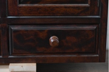 《脚(台輪)取り付け加工費込み》　中古　美品　松本民芸家具　脚(台輪)付きリメイク　端正な框組みと落ち着いた杢目が引き立つローボード　(R-085540)