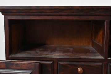 《脚(台輪)取り付け加工費込み》　中古　美品　松本民芸家具　脚(台輪)付きリメイク　端正な框組みと落ち着いた杢目が引き立つローボード　(R-085540)