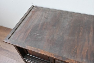 《脚(台輪)取り付け加工費込み》　中古　美品　松本民芸家具　脚(台輪)付きリメイク　端正な框組みと落ち着いた杢目が引き立つローボード　(R-085540)