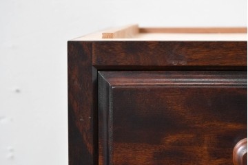 《天板・脚(台輪)取り付け加工費込み》　中古　美品　松本民芸家具　天板リメイク　脚(台輪)付きリメイク　木目が印象的なローチェスト　(R-085541)