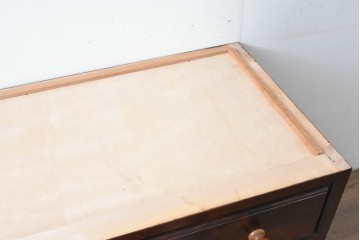 《天板・脚(台輪)取り付け加工費込み》　中古　美品　松本民芸家具　天板リメイク　脚(台輪)付きリメイク　木目が印象的なローチェスト　(R-085541)