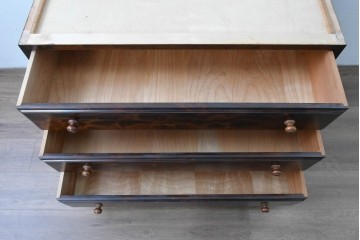 《天板・脚(台輪)取り付け加工費込み》　中古　美品　松本民芸家具　天板リメイク　脚(台輪)付きリメイク　木目が印象的なローチェスト　(R-085541)