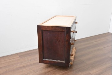 《天板・脚(台輪)取り付け加工費込み》　中古　美品　松本民芸家具　天板リメイク　脚(台輪)付きリメイク　木目が印象的なローチェスト　(R-085541)