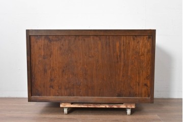 《天板・脚(台輪)取り付け加工費込み》　中古　美品　松本民芸家具　天板リメイク　脚(台輪)付きリメイク　木目が印象的なローチェスト　(R-085541)