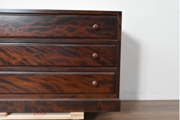 《天板取り付け加工費込み》　中古　美品　松本民芸家具　天板リメイク　端正な框仕上げと深みある杢目が魅力のローチェスト　(R-085542)