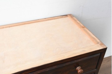 《天板取り付け加工費込み》　中古　美品　松本民芸家具　天板リメイク　端正な框仕上げと深みある杢目が魅力のローチェスト　(R-085542)