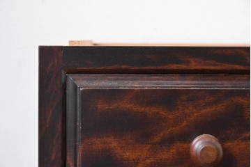 《天板取り付け加工費込み》　中古　美品　松本民芸家具　天板リメイク　端正な框仕上げと深みある杢目が魅力のローチェスト　(R-085542)