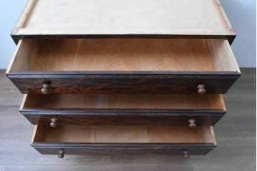 《天板取り付け加工費込み》　中古　美品　松本民芸家具　天板リメイク　端正な框仕上げと深みある杢目が魅力のローチェスト　(R-085542)