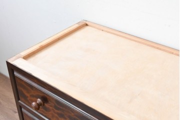 《天板取り付け加工費込み》　中古　美品　松本民芸家具　天板リメイク　端正な框仕上げと深みある杢目が魅力のローチェスト　(R-085542)
