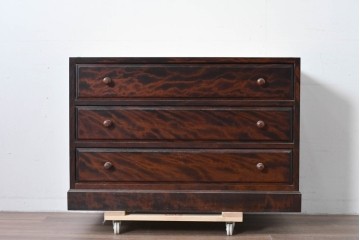 《天板取り付け加工費込み》　中古　美品　松本民芸家具　天板リメイク　端正な框仕上げと深みある杢目が魅力のローチェスト　(R-085542)