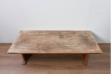 和製ヴィンテージ　大振りサイズ　楓(カエデ)材　存在感のある無垢の質感が魅力のローテーブル　(R-085544)