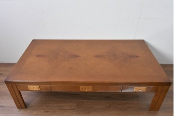 中古　カリモク家具(karimoku)　domani(ドマーニ)　Morganton(モーガントン)　ライトコニャック色　収納に便利な引き出し付きのセンターテーブル　定価約25万円　(R-085545)