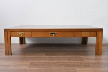 中古　カリモク家具(karimoku)　domani(ドマーニ)　Morganton(モーガントン)　ライトコニャック色　収納に便利な引き出し付きのセンターテーブル　定価約25万円　(R-085545)