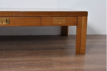 中古　カリモク家具(karimoku)　domani(ドマーニ)　Morganton(モーガントン)　ライトコニャック色　収納に便利な引き出し付きのセンターテーブル　定価約25万円　(R-085545)