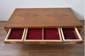 中古　カリモク家具(karimoku)　domani(ドマーニ)　Morganton(モーガントン)　ライトコニャック色　収納に便利な引き出し付きのセンターテーブル　定価約25万円　(R-085545)